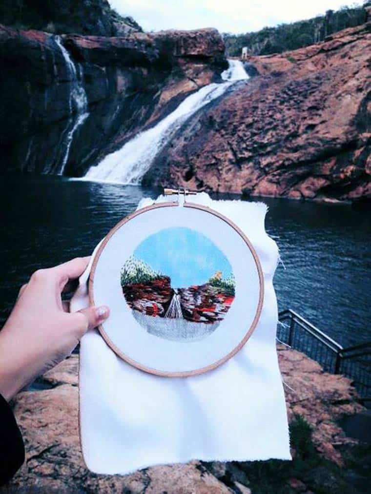 PERTH-Serpentine-Falls Instead Of Pictures, This Artist Makes Embroideries Of Her Travels