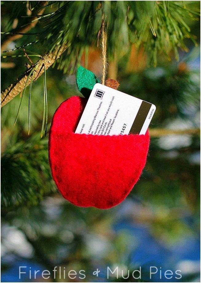 Apple Ornament with Gift Card Pocket