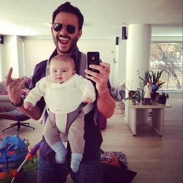 funny dad with baby