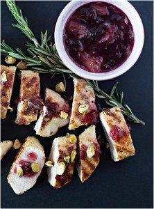 BARBECUED TURKEY BREAST WITH CRANBERRY ORANGE SAUCE AND MUSHROOM COUSCOUS