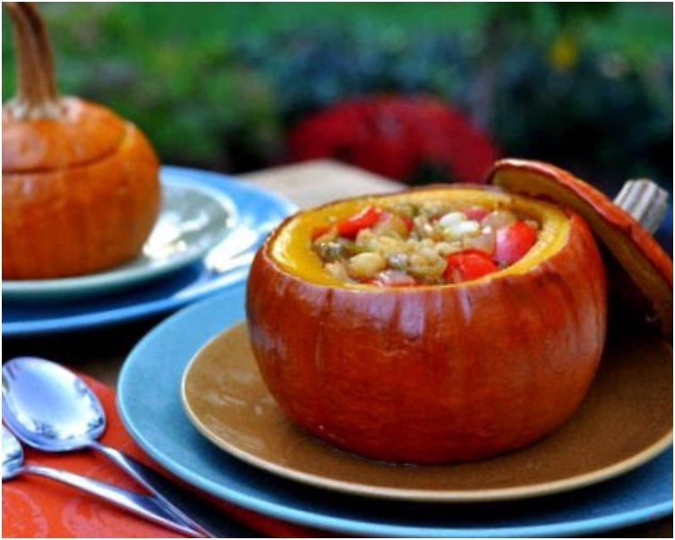 Fall Stew Baked in a Whole Pumpkin