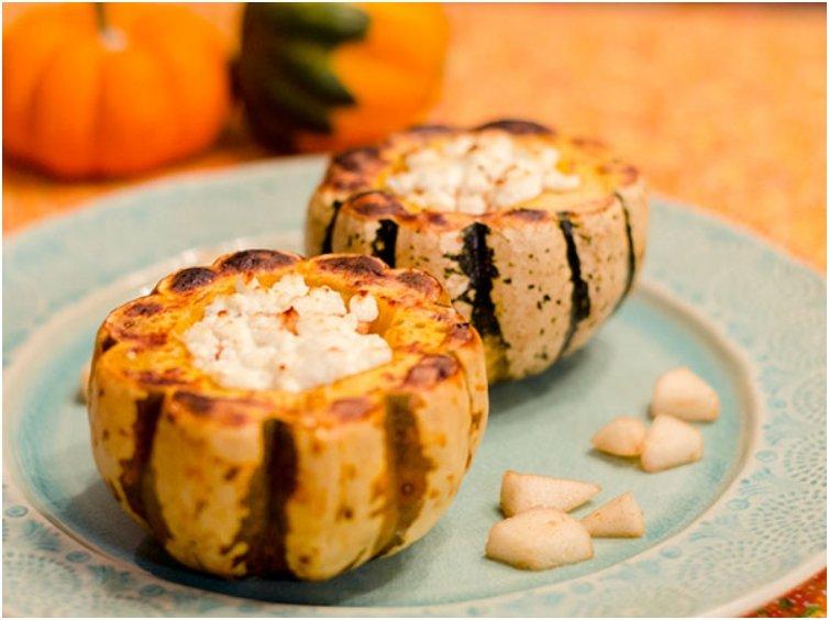 Pear and Goat Cheese Stuffed Pumpkins