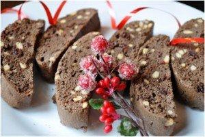 Chocolate Biscotti with pne nuts and cranberries