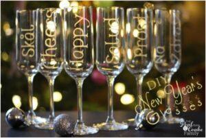 New Year s Champagne Glasses With Personalized Glass Etching