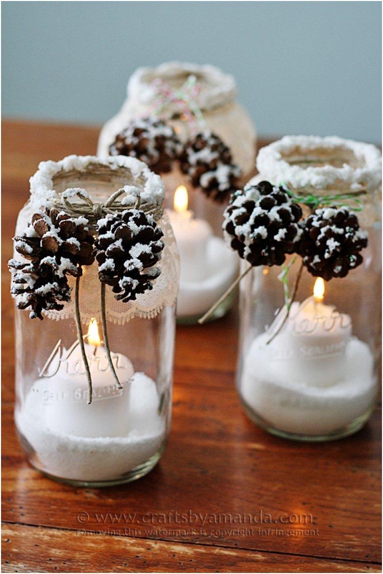 SNOWY PINECONE CANDLE JARS