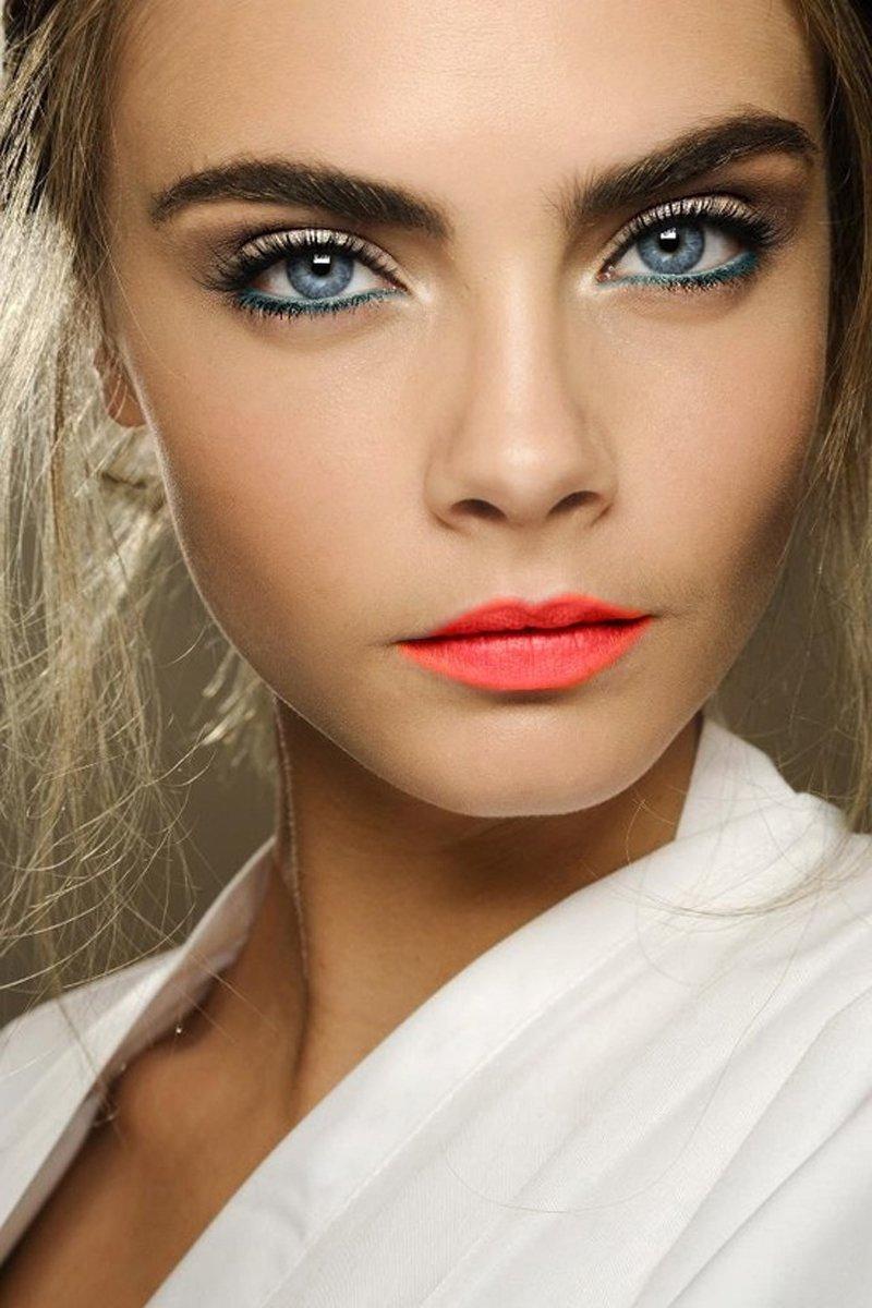 Photo of model with electric blue eye makeup