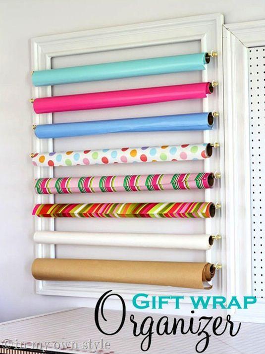 9. Gift Wrap Decorative Organizers