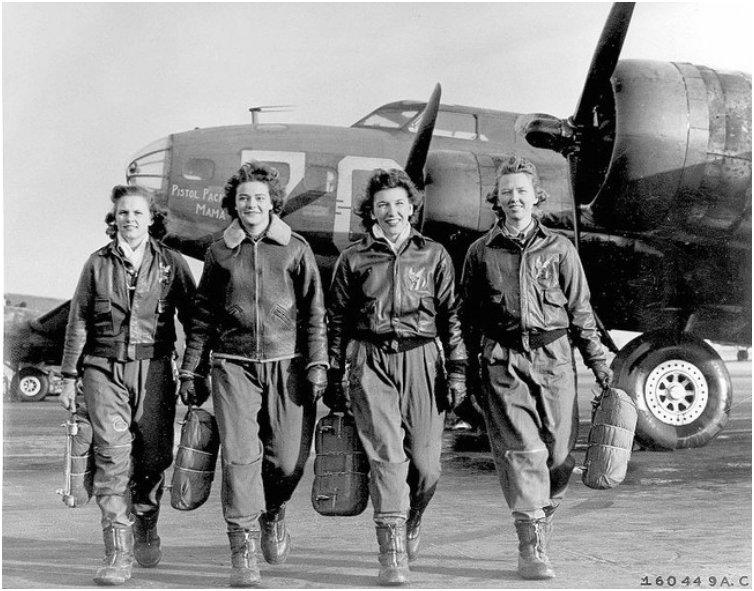 Female pilots leaving their B-17, Pistol Packin' Mama [c. 1941 - 1945]