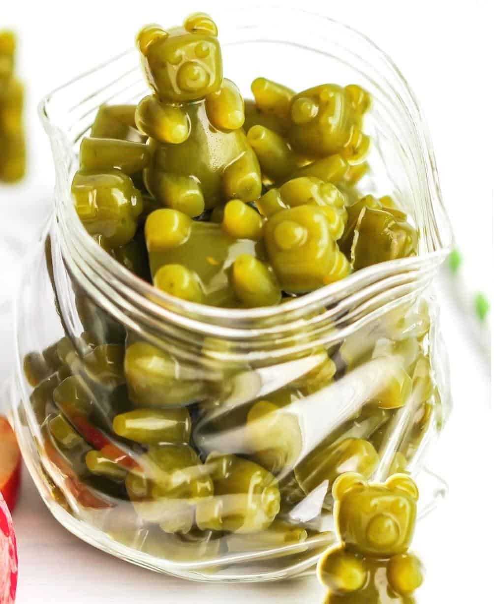 Healthy Homemade Green Apple Popeye Gummy Bears