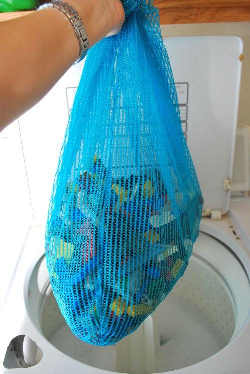 2. Clean toys in a laundry bag
