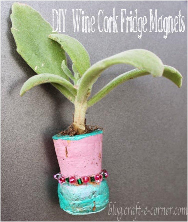 Eco Friendly Wine Cork Fridge Magnet Planters