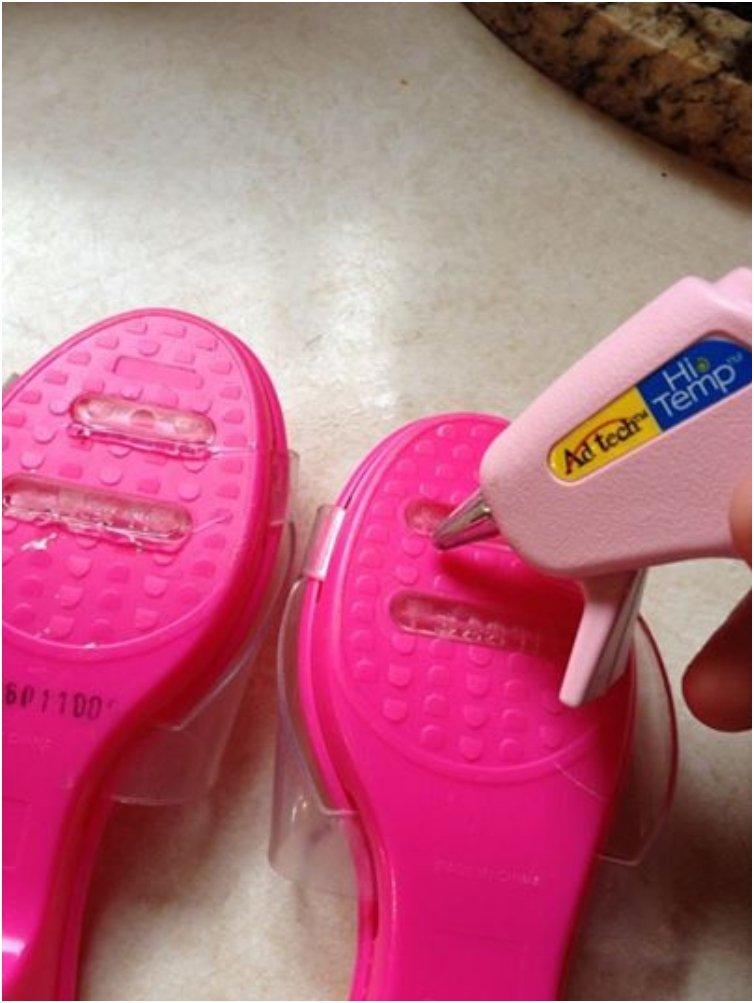Glue on the bottom of shoes will help prevent your children from slipping
