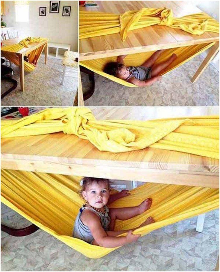 Make a hammock for your kid under a table
