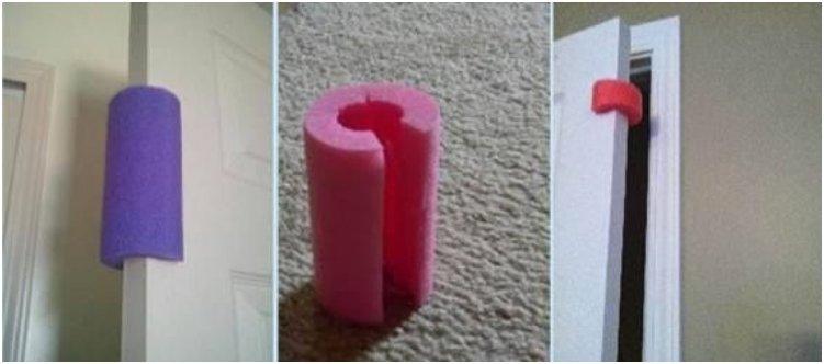 Use pool noodles as door stops to keep little fingers from getting smashed.