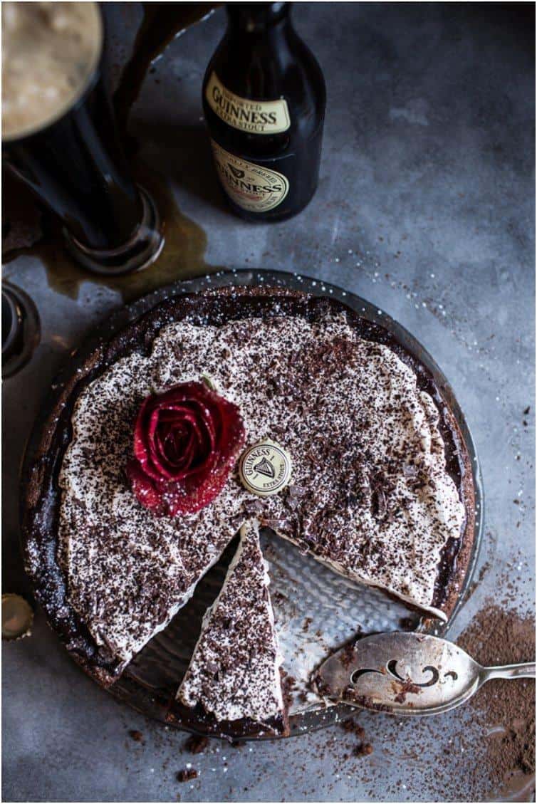 Drunken, Sunken Irish Coffee Chocolate Cake with Salted Baileys Cream.