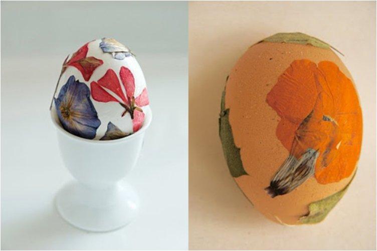 Easter Eggs with Pressed Flowers