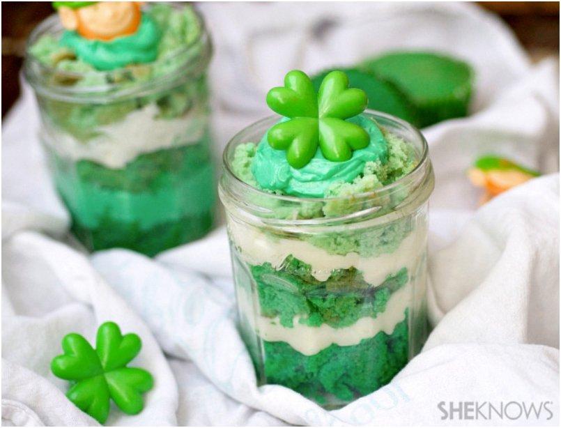 Mini ombre green cake trifles