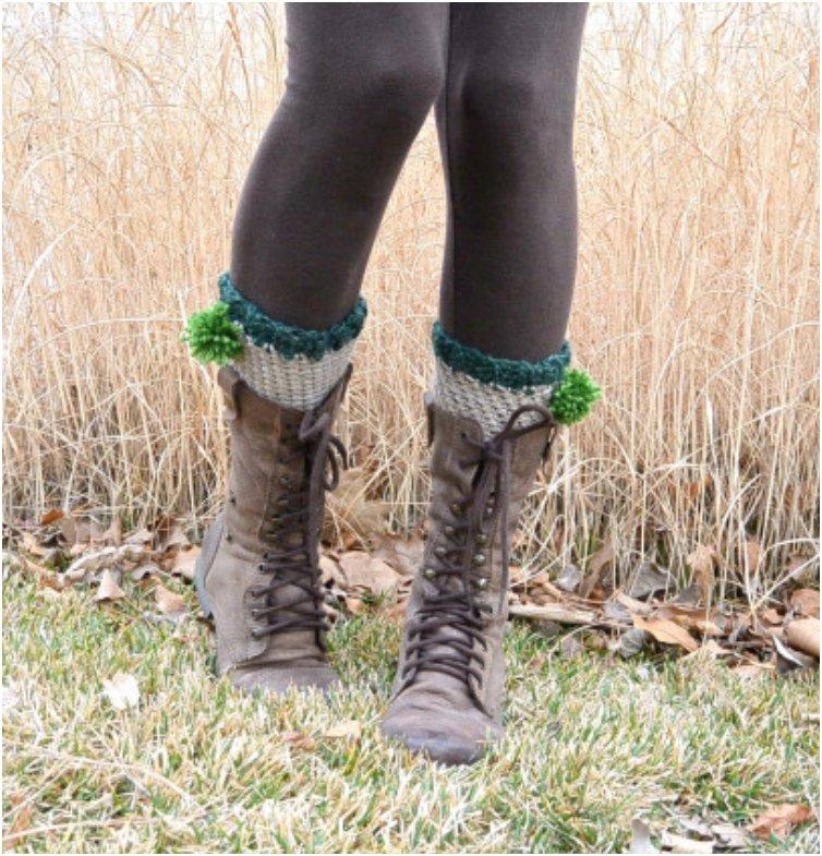 St. Patty s Easy Crochet Boot Cuffs with Poms