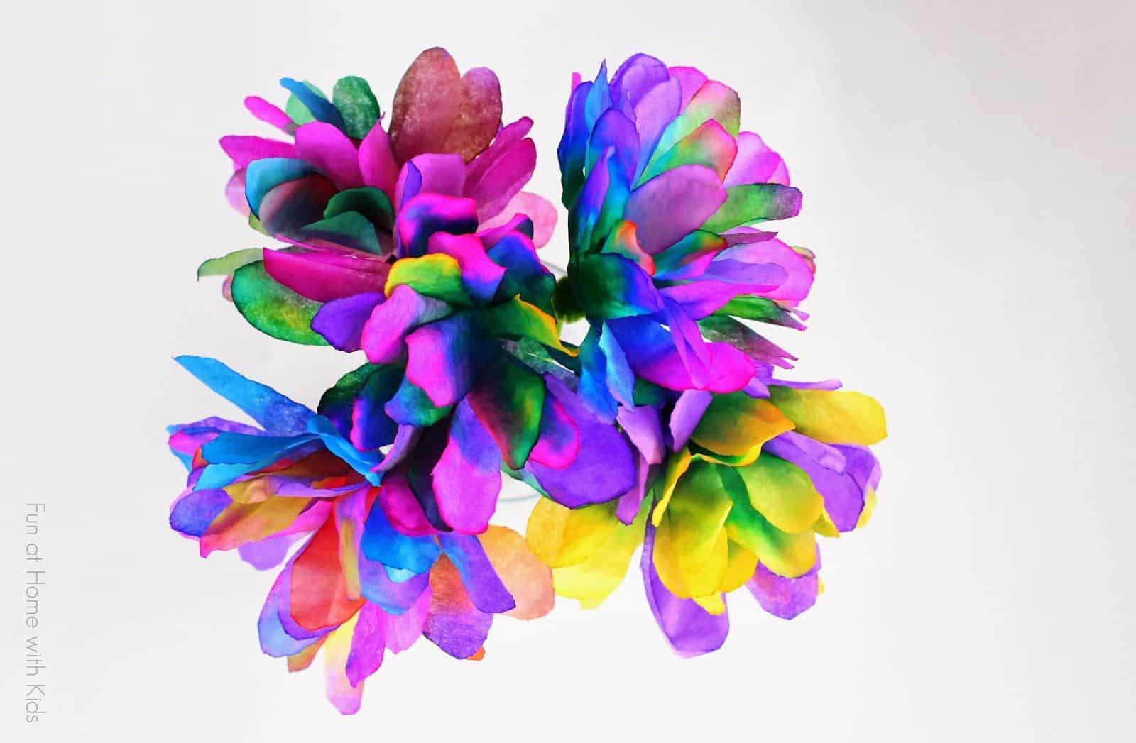 Vibrantly Colored Coffee Filter Flowers