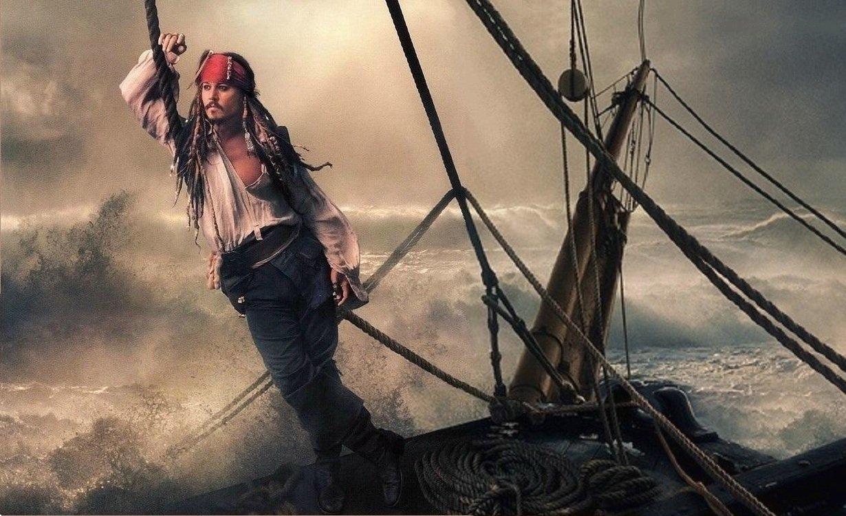 Johnny Depp as Jack Sparrow and Patti Smith as second pirate from Pirates of the Caribbean