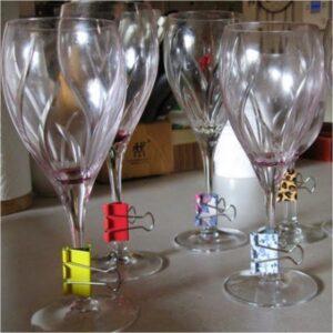 binder clips as wine glass charms
