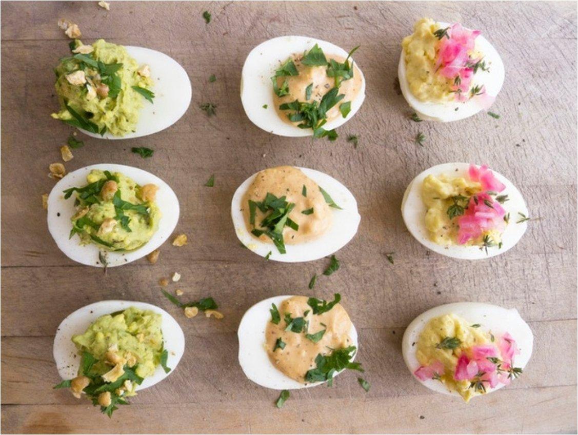 sour, herbal and spicy deviled eggs