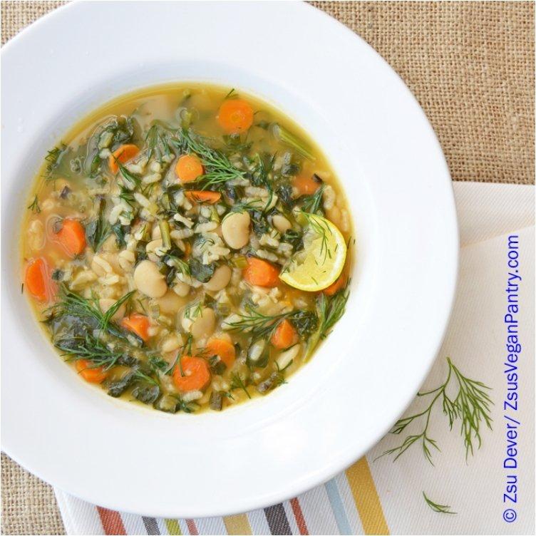 spring kale and dill soup with rice
