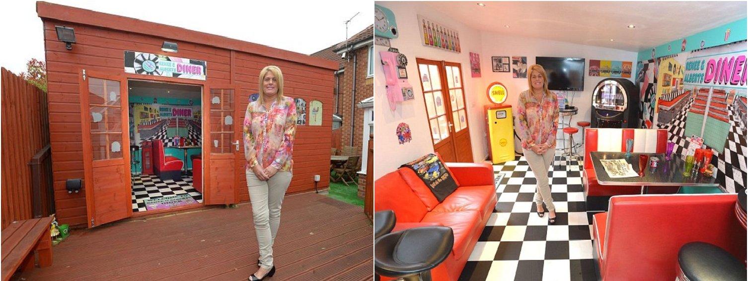 Ann Bate, 46, lives in St Helens, Merseyside, with her husband Ian, 48. She spent £10,000 on her 'she' shed, which is a tribute to her late parents who loved the Fifties