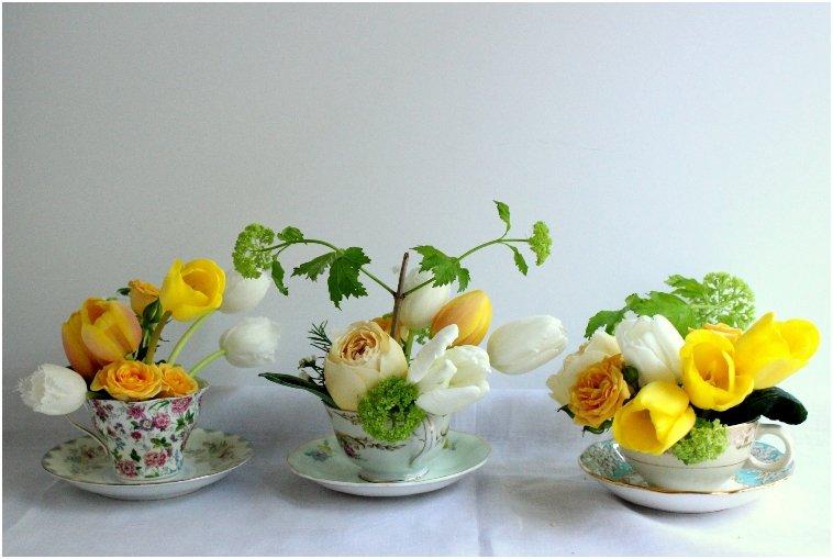 teacup flower arrangements