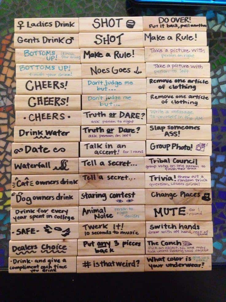 drinking game rules jenga