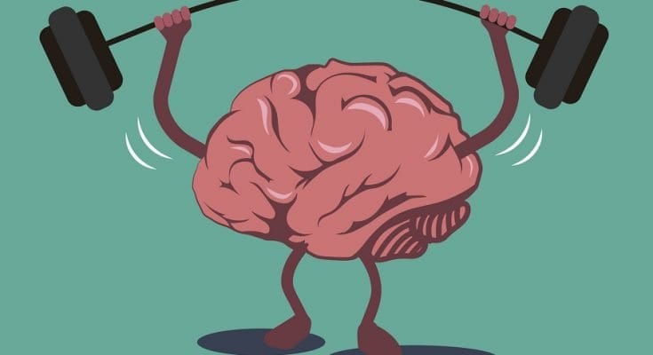 Brain lifting bar illustration