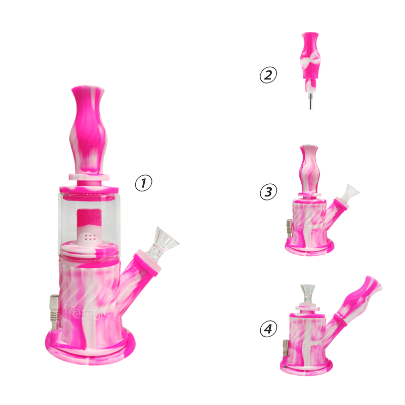 Waxmaid 9.3 Inch 4 IN 1 Silicone Glass Water Pipeisalsoa Nectar Collector