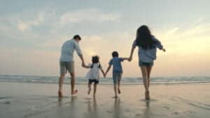 Family, Child, Running, Sunset, Beach