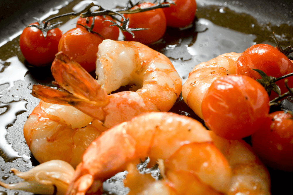 Spicy Garlic-Lime Shrimp with Cherry Tomatoes and Herbed Feta