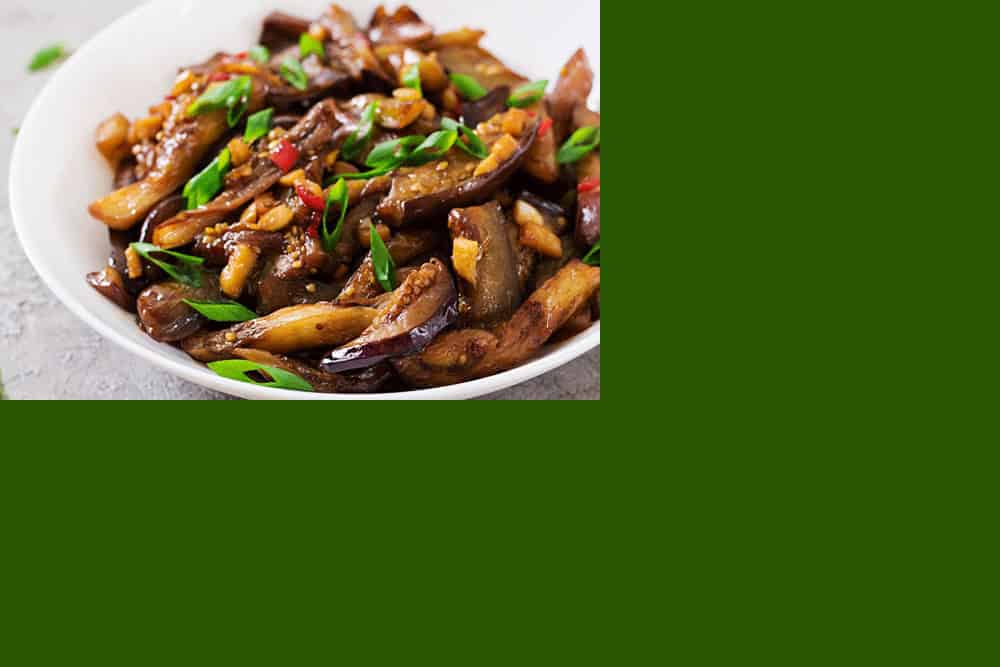 Spicy and Sweet Glazed Eggplant with Crispy Green Onions