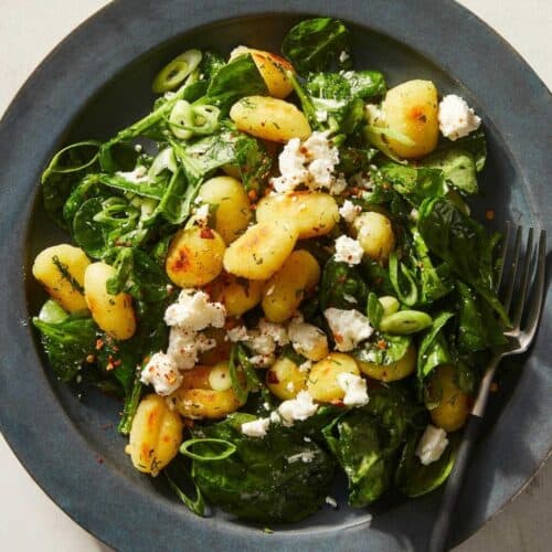 Crispy Gnocchi With Spinach and Feta