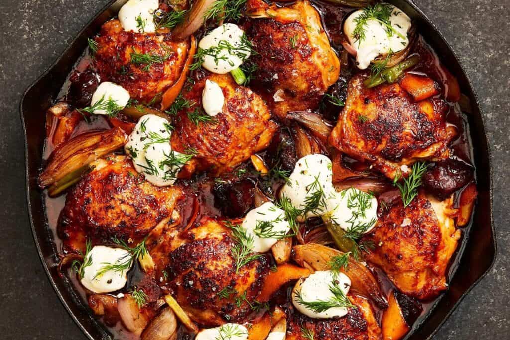 Pan-Seared Chicken With Harissa Dates and Citrus