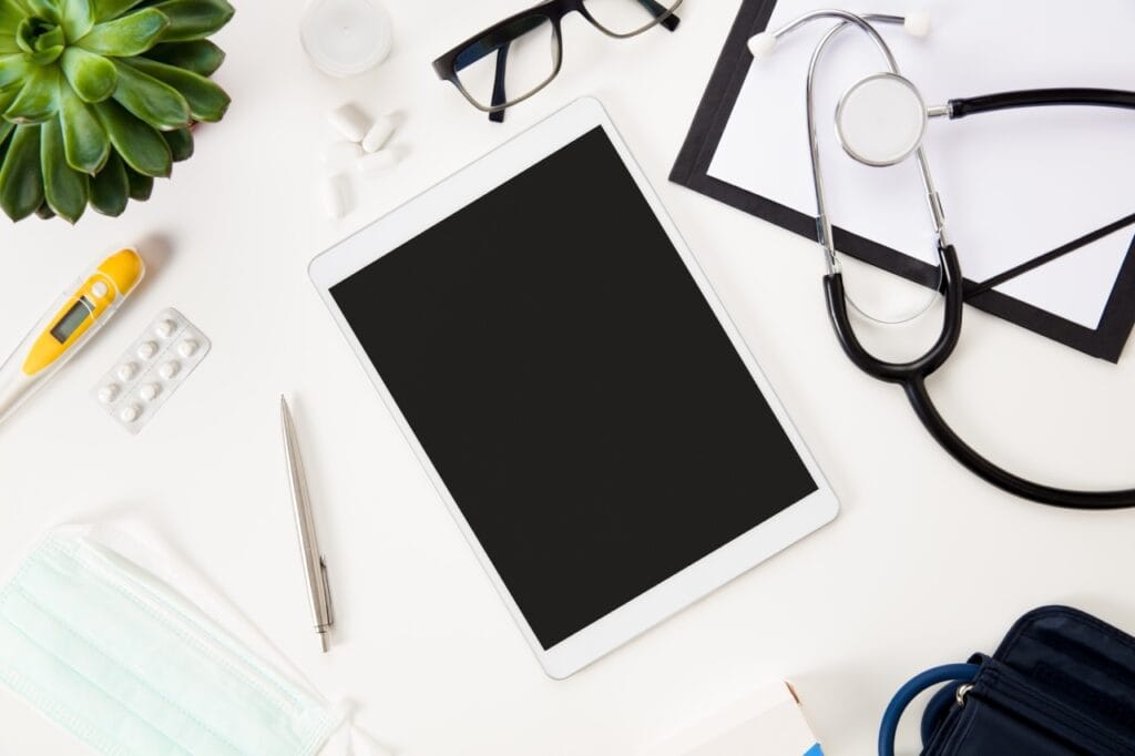 Healthtech startup team collaborating with medical experts